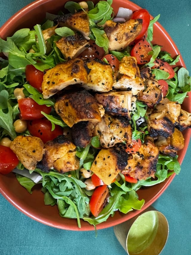 Spicy Arugula with Cilantro Sauce.