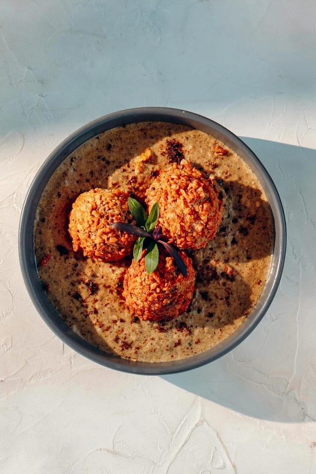 Mushroom Haleem-Khichdi Arancini.